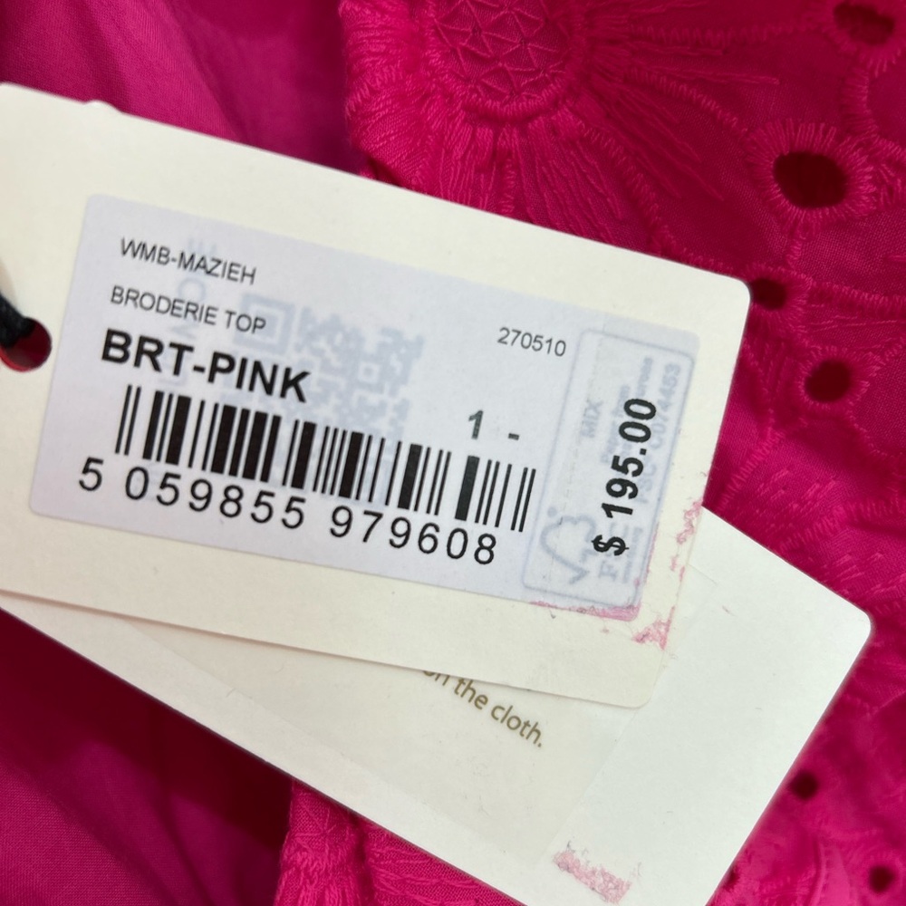 NWT Ted Baker Mazieh Broderie Eyelet Peplum Top Size 1 US 4 Ruffle Sleeve Pink - Picture 5 of 13